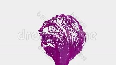 紫色液体龙<strong>卷风</strong>。 漂亮的彩色颜料旋转。 孤立透明的液体旋涡，如旋<strong>风</strong>三维动画